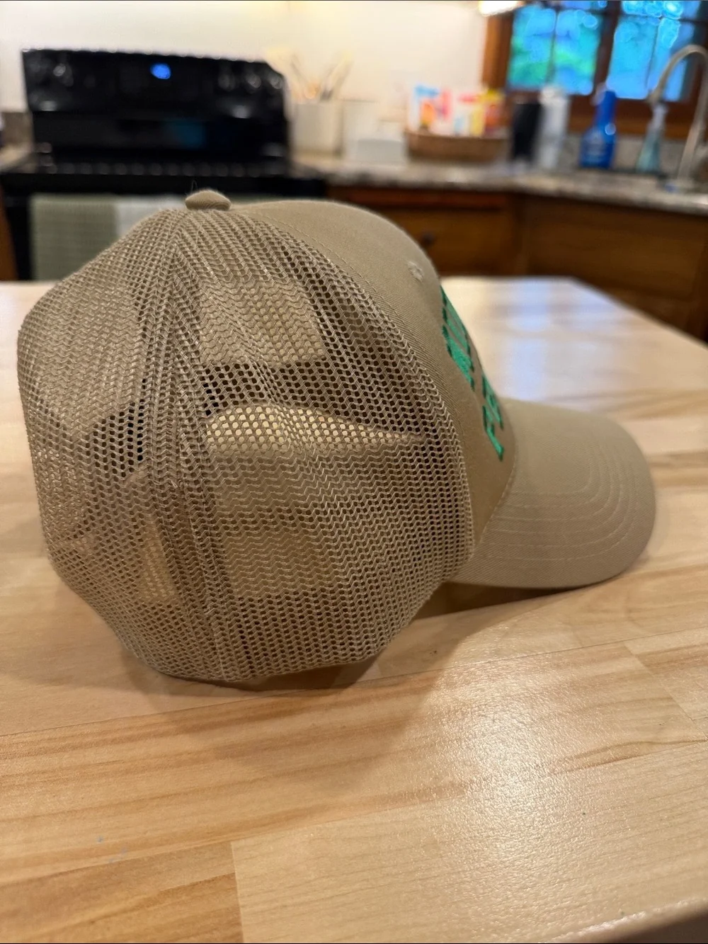 Midwest Princess Embroidered Trucker Hat - Khaki with Teal